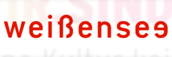 "weißensee" in orangefarbener Schrift