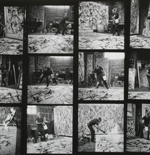 Jackson Pollock painting in his studio