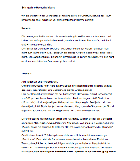 offener Brief an die Hochschulleitung (1) offener Brief an die Hochschulleitung (1)