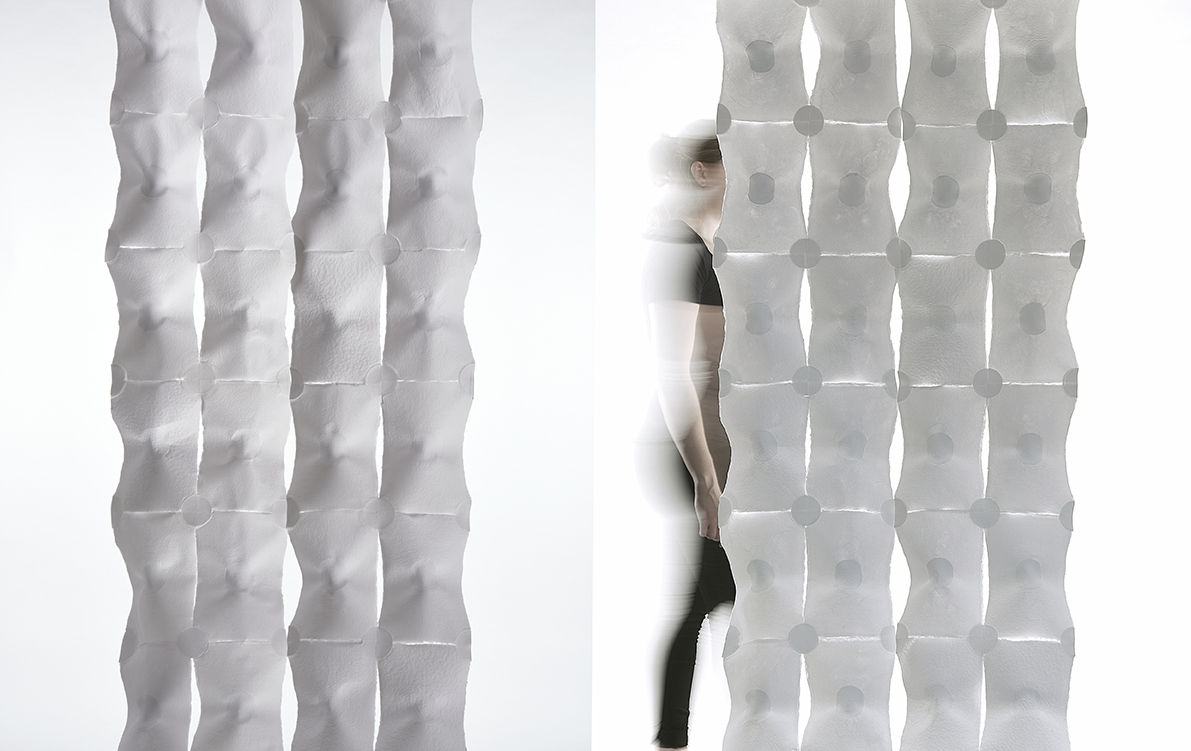 Shaping Paper_Hanging structure. Translucent paper as an embedded material